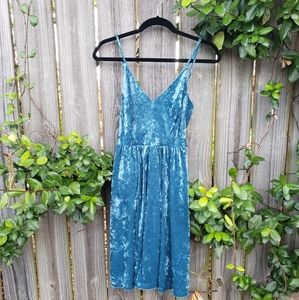 NEW! Teal blue crushed velvet v neck fit and flare